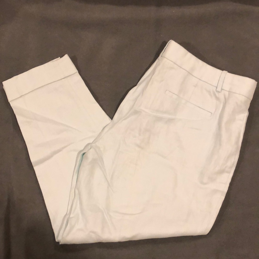 JCrew Linen Cuffed Ankle Pants in Mint